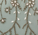 Cape Sleeve Opaline Floral Beaded Mermaid Gown In Sage 6