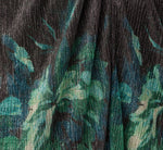 Plus Size Long Sleeve Metallic Floral Mesh Ruched Ankle Dress In Black Emerald 6