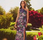 One Shoulder Rose Garden Jacquard Mermaid Gown In Green Multi 1