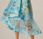 Off Shoulder Floral Organza High Low Midi Dress In Blue Multi 4