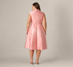 Plus Size Mikado Lapel Belted Midi Dress In Apricot Ice 5