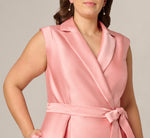 Plus Size Mikado Lapel Belted Midi Dress In Apricot Ice 3