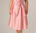 Plus Size Mikado Lapel Belted Midi Dress In Apricot Ice 4