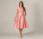 Mikado Lapel Belted Midi Dress In Apricot Ice 2