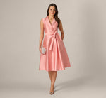 Mikado Lapel Belted Midi Dress In Apricot Ice 1