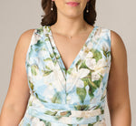 Plus Size Magnolia Floral Jacquard A Line Midi Dress In Blue Multi 3
