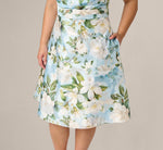 Plus Size Magnolia Floral Jacquard A Line Midi Dress In Blue Multi 4
