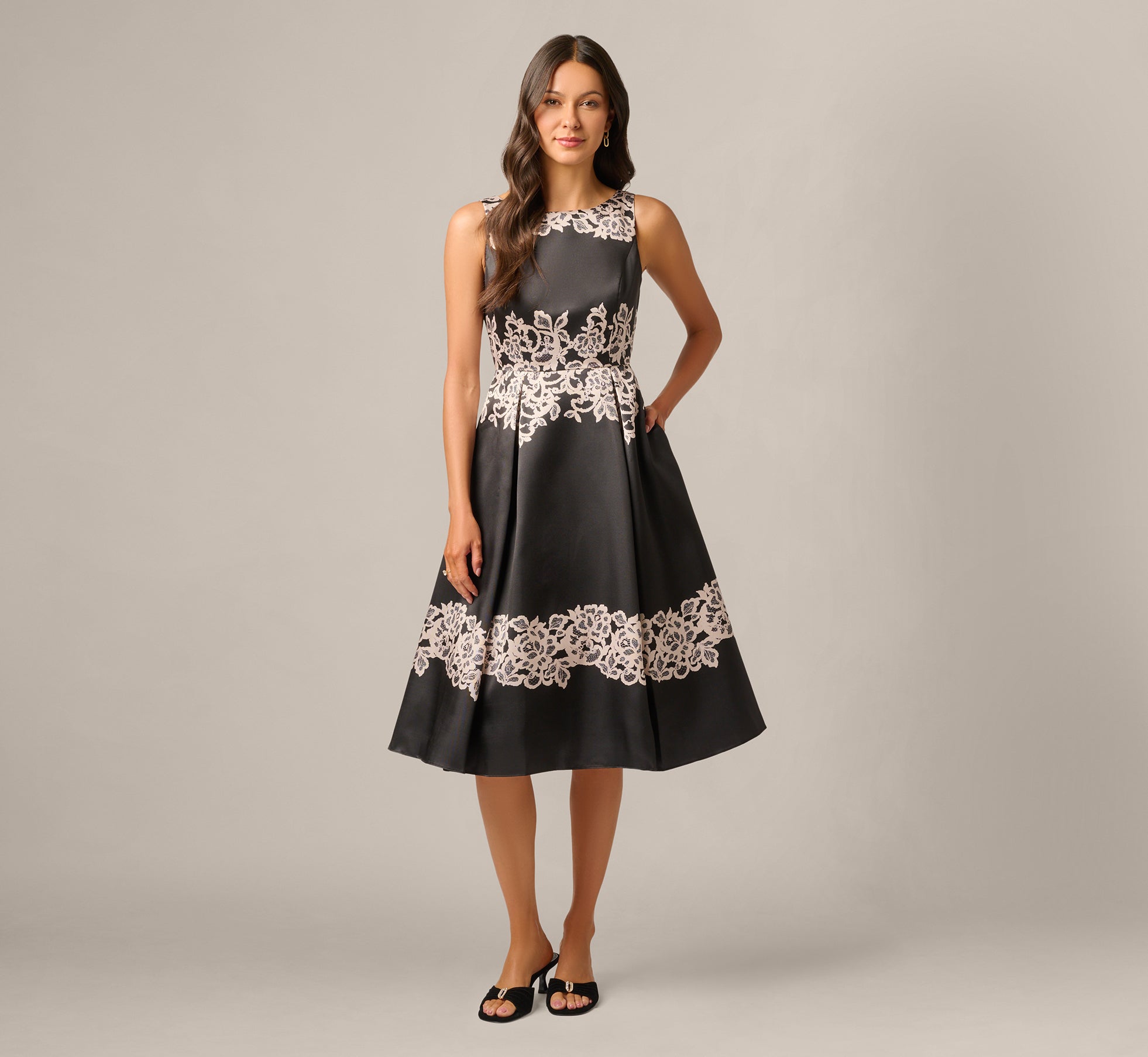 adrianna papell fit and flare tea-length cocktail dress Amazon.com: Adrianna Papell Women's Beaded Tea Length Dress, Ivory/Pearl, 4  : Clothing, Shoes & Jewelry