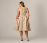Plus Size Beaded Square Neck Metallic Fit And Flare Midi Dress In Mink 5