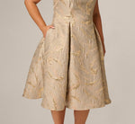 Plus Size Beaded Square Neck Metallic Fit And Flare Midi Dress In Mink 4