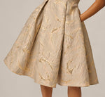 Beaded Square Neck Metallic Fit And Flare Midi Dress In Mink 3