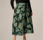 Plus Size Long Sleeve Jacquard Tuxedo Ankle Length Combo Dress In Black Emerald 4