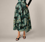 Long Sleeve Jacquard Tuxedo Ankle Length Combo Dress In Black Emerald 4