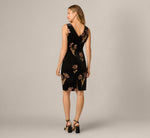 Velvet Sequin Floral Sheath Dress In Black Copper 5