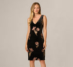 Velvet Sequin Floral Sheath Dress In Black Copper 2