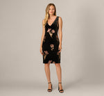 Velvet Sequin Floral Sheath Dress In Black Copper 6