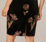 Velvet Sequin Floral Sheath Dress In Black Copper 4