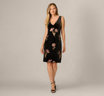 Velvet Sequin Floral Sheath Dress In Black Copper 1