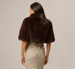 Short Sleeve Faux Fur Coverup Jacket In Dark Brown 5