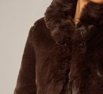 Short Sleeve Faux Fur Coverup Jacket In Dark Brown 3