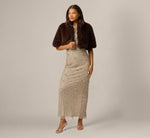Short Sleeve Faux Fur Coverup Jacket In Dark Brown 1