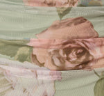 Floral Print Stretch Mesh Ruched Gown In Sage Multi 7