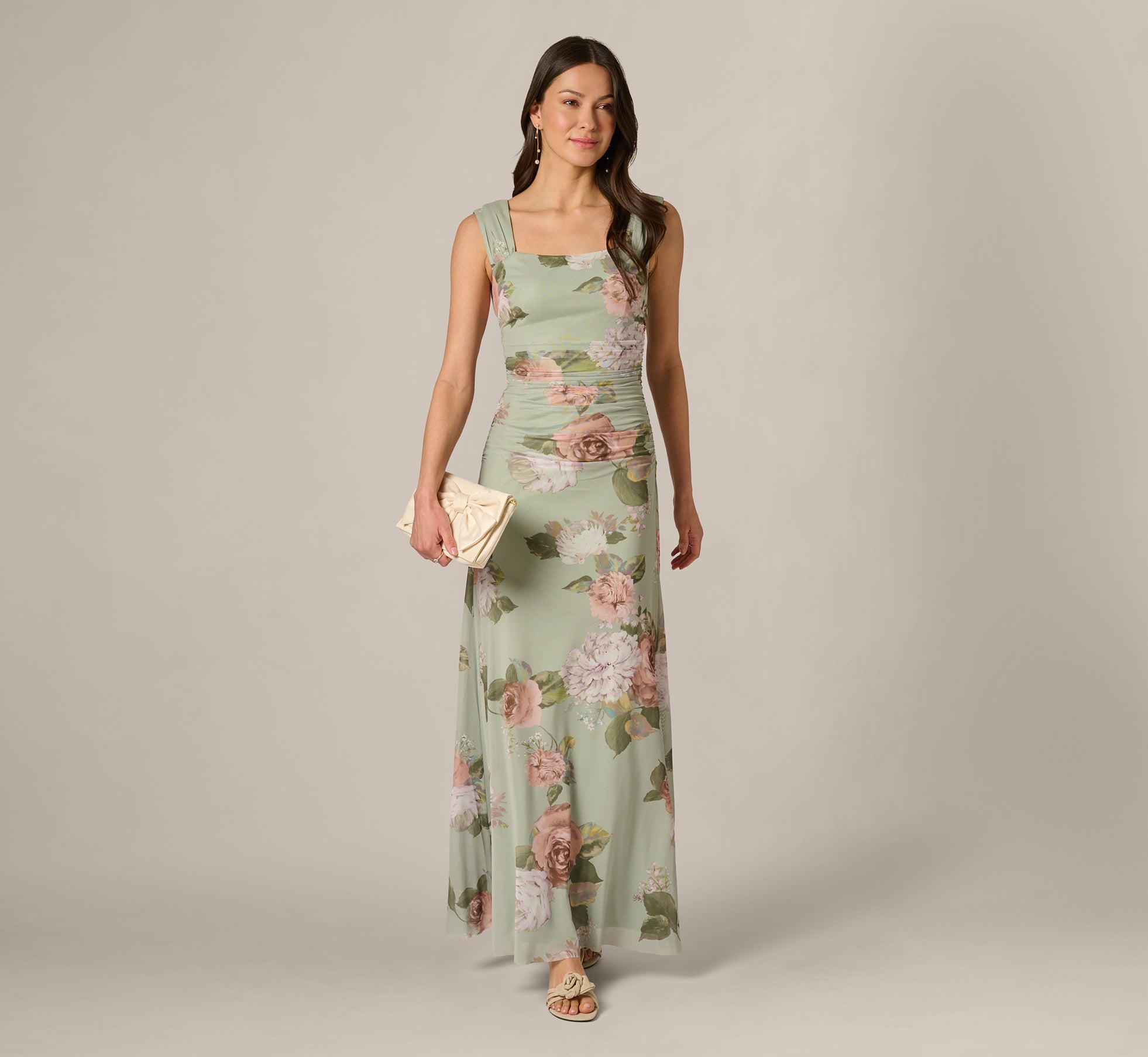 adrianna papell green floral dress Buy Adrianna Papell Green Printed Strap Cascade Gown from Next USA