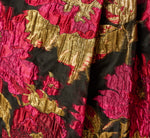 Plus Size One Shoulder Metallic Floral Jacquard Gown In Black Pink Multi 6