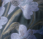 Petite Floral Jacquard Flounce Cascade Gown In Navy Blue Multi 6