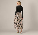 Long Sleeve Combo Tuxedo Ankle Length Gown In Black Blush 6
