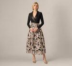Long Sleeve Combo Tuxedo Ankle Length Gown In Black Blush 2