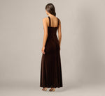 Velvet Keyhole Halter Mermaid Gown In Dark Brown 6