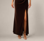Velvet Keyhole Halter Mermaid Gown In Dark Brown 4