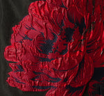 Metallic Chrysanthemum Floral Jacquard Midi Dress In Black Red Multi 6