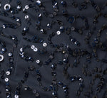 Long Sleeve Floral Off Shoulder Sequin Gown In Navy Rosegold 6