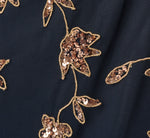 Square Neck Vine Beaded Column Gown In Navy Rosegold 6