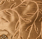 3D Floral Beaded Embroidery Dupioni Ankle Length Dress In Gold 6