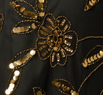 Strapless 3D Floral Beaded Gown In Black Gold 6
