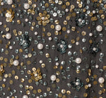 Pearly Sequin Beaded V Neck Gown In Grey Gold 6