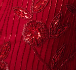 Short Sleeve Linear Floral Beaded Column Gown In Cranberry 6