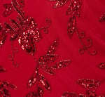 Off Shoulder Floral Sequin Beaded Sheath Dress In Cranberry 7