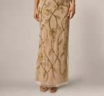 Deco Floral Beaded Sequin Collar Blouson Gown In Gold 4