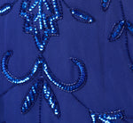 Baroque Scroll Sequin Beaded Blouson Gown In Ultra Blue 6