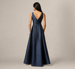Pearly Beaded Pocket Mikado Ballgown In Midnight 5