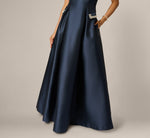 Pearly Beaded Pocket Mikado Ballgown In Midnight 4