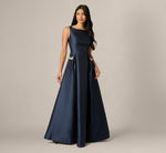 Pearly Beaded Pocket Mikado Ballgown In Midnight 1