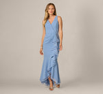 Surplice Organza Flounce High Low Gown In French Blue 2