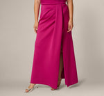 Plus Size Asymmetrical Extended Shoulder Mermaid Gown In Hot Orchid 3