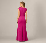 Asymmetrical Extended Shoulder Mermaid Gown In Hot Orchid 5