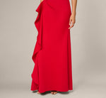 Square Neck Draped Flounce Stretch Gown In Super Red 4